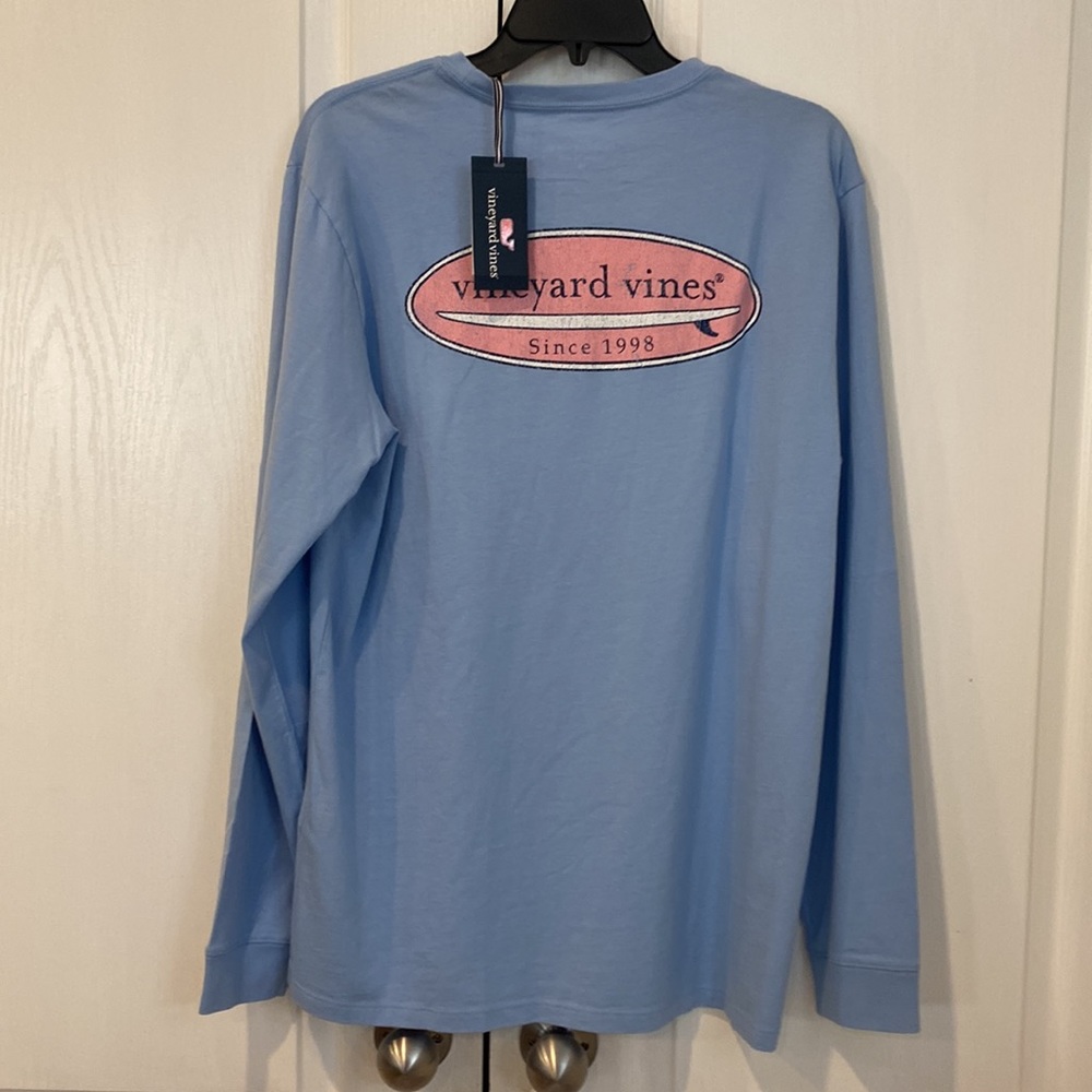 New men's Vineyard Vines surf logo graphic long sleeve pocket tee t-shirt - Picture 2 of 8